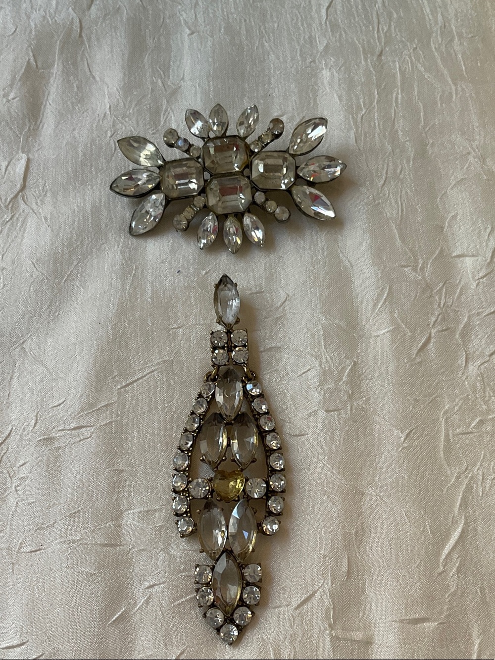 Crystal Brooch  and Pendant - Clear Rhinestone Jewelry